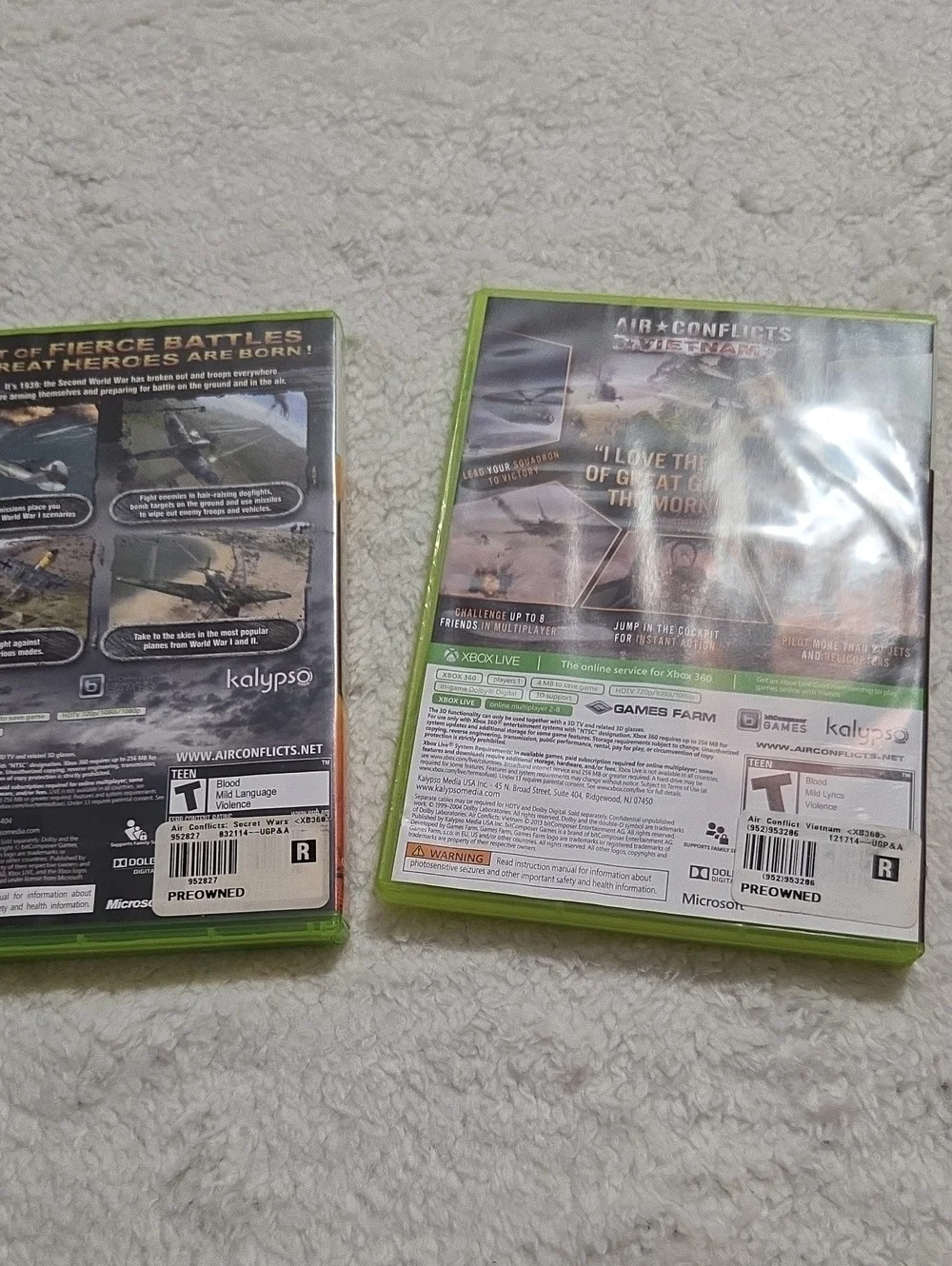 XBOX 360 SET OF 2 AIR CONFLICTS VIDEO GAMES